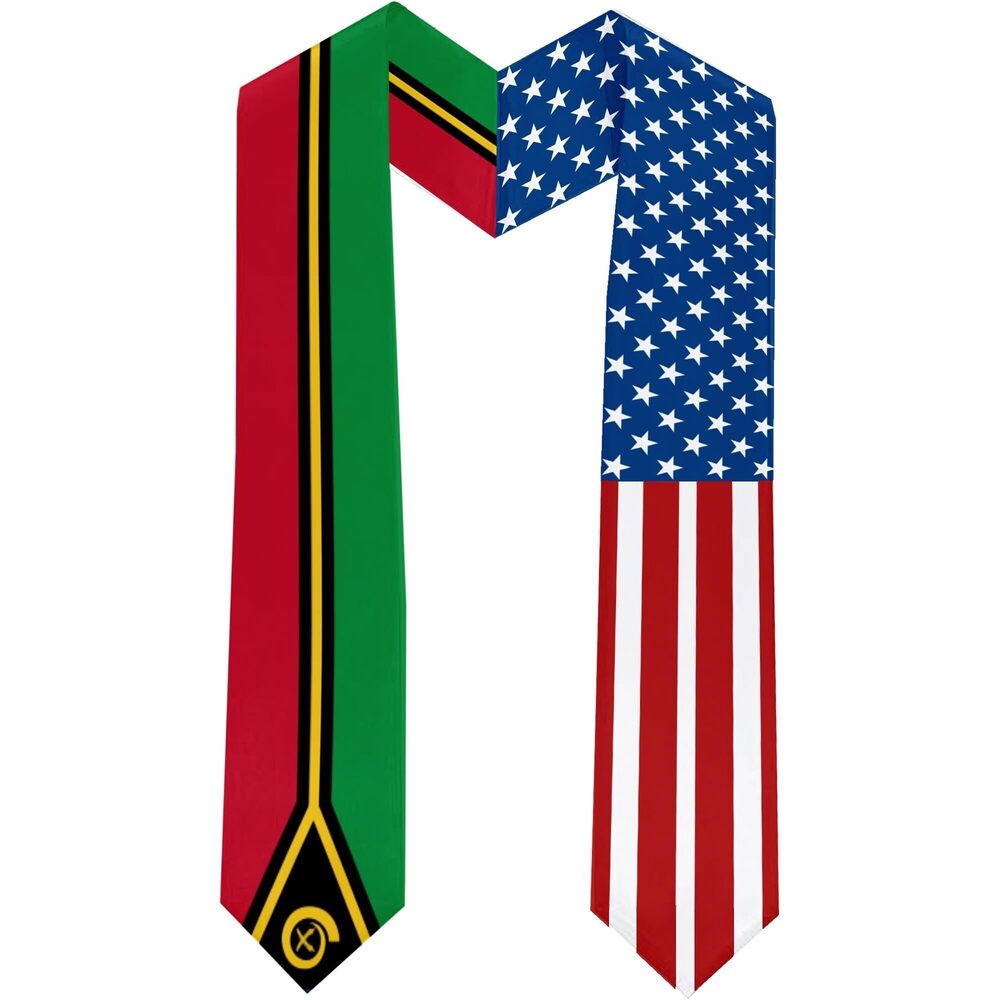 1131 2025 Vanuatu Flag and USA Flag Graduation Stole Graduation Sash